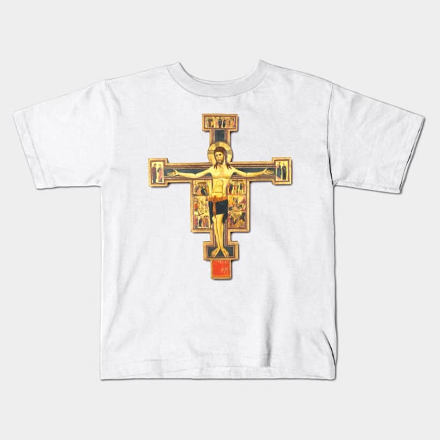 Cross of Saint Damian Byzantine icon from the 12th century Kids T-Shirt by Marccelus